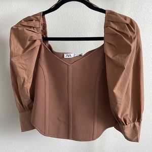 Zara Balloon Sleeve Corset Top